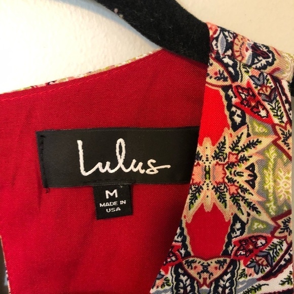 Lulus paisley red pattern swing dress medium - Picture 3 of 12